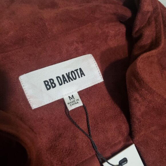 Bb Dakota womens Drape Front Pre Faux Suede Jacket Cherrywood size medium new - Picture 3 of 14